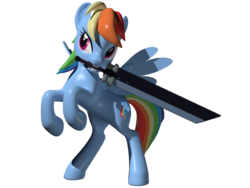 Size: 800x600 | Tagged: safe, artist:clawed-nyasu, rainbow dash, pony, g4, 3d, 3d model, buster sword, final fantasy, final fantasy vii, simple background, sword, transparent background, weapon