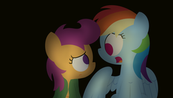 Size: 1920x1080 | Tagged: safe, artist:dtcx97, rainbow dash, scootaloo, post-crusade, g4, blanket, wallpaper