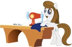 Size: 12402x8111 | Tagged: safe, artist:sirhcx, oc, oc only, earth pony, pony, absurd resolution, bipedal, female, sewing machine, simple background, solo, transparent background, whitedove-creations