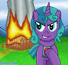 Size: 137x132 | Tagged: safe, artist:rocket50, oc, oc only, pony, unicorn, fire, pixel art