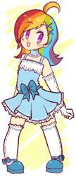 Size: 242x560 | Tagged: safe, artist:eatdicks, rainbow dash, human, g4, clothes, dress, humanized, lolita fashion, rainbow dash always dresses in style