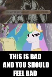 Size: 732x1075 | Tagged: safe, princess celestia, g4, bitchlestia, joke, meme, popsicle