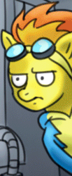 Size: 117x285 | Tagged: safe, spitfire, pony, g4, look of disapproval, reaction image, solo