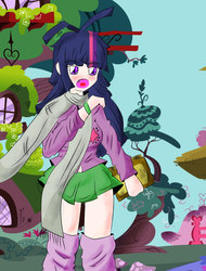Size: 2205x2897 | Tagged: safe, artist:banchousaito, twilight sparkle, human, g4, clothes, humanized, socks, solo, thigh highs
