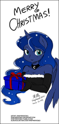 Size: 385x800 | Tagged: safe, artist:darkponysoul, artist:shepherd0821, princess luna, anthro, g4, ambiguous facial structure, christmas, clothes, colored, evening gloves, female, santa costume, solo