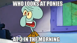 Size: 486x277 | Tagged: safe, edit, barely pony related, graveyard shift, image macro, male, solo, spongebob squarepants, squidward tentacles