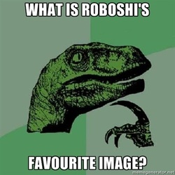 Size: 400x400 | Tagged: safe, faves, impact font, meta, paradox, philosoraptor, roboshi (user), text