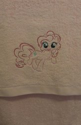 Size: 722x1106 | Tagged: safe, artist:krawalli, pinkie pie, g4, customized toy, irl, photo, towel