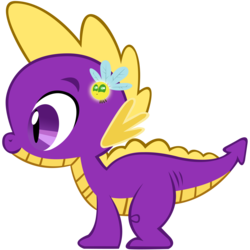 Size: 3072x3072 | Tagged: safe, artist:lazypixel, spike, parasprite, g4, male, recolor, simple background, solo, sparx the dragonfly, spike as spyro, spyro the dragon, spyro the dragon (series), transparent background, vector