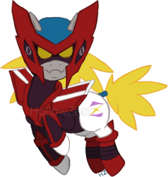 Size: 642x675 | Tagged: safe, artist:hollowzero, mega man (series), megaman battle network, ponified, simple background, solo, transparent background, zero