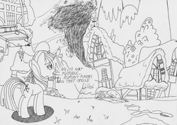 Size: 1280x904 | Tagged: safe, artist:the-ross, twilight sparkle, pony, unicorn, g4, butt, female, mare, monochrome, plot, solo