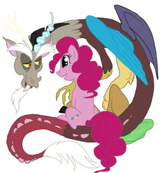 Size: 554x580 | Tagged: safe, artist:jabberwockychamber17, discord, pinkie pie, g4, female, male, ship:discopie, shipping, straight