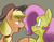 Size: 500x385 | Tagged: safe, artist:koportable, applejack, fluttershy, pony, g4, applejackasks, blushing, drunk, drunk aj, duo, female, lesbian, ship:appleshy, shipping