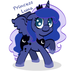 Size: 500x500 | Tagged: safe, artist:jonah-yeoj, princess luna, pony, g4, chibi, cute, female, raised hoof, solo