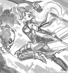 Size: 735x788 | Tagged: safe, artist:johnjoseco, fluttershy, human, g4, ass, badass, butt, castlevania, clothes, cosplay, costume, crossover, flutterbadass, grayscale, humanized, monochrome, shanoa