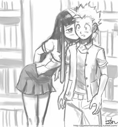 Size: 735x788 | Tagged: safe, artist:johnjoseco, spike, twilight sparkle, human, g4, blushing, cheek kiss, clothes, duo, female, grayscale, humanized, kissing, male, monochrome, schoolgirl, ship:twispike, shipping, spikelove, straight