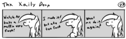 Size: 802x253 | Tagged: safe, artist:tetrapony, derpy hooves, pegasus, pony, comic:the daily derp, g4, comic, female, grayscale, mare, monochrome, solo, thx xaily derp