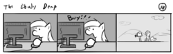 Size: 802x253 | Tagged: safe, artist:tetrapony, derpy hooves, pegasus, pony, comic:the daily derp, g4, comic, computer, female, mare, monochrome
