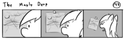 Size: 802x253 | Tagged: safe, artist:tetrapony, derpy hooves, pegasus, pony, comic:the daily derp, g4, comic, female, grayscale, mare, monochrome, solo