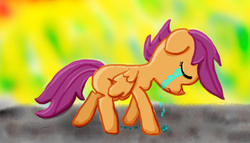 Size: 614x351 | Tagged: safe, artist:flashnfuse, scootaloo, g4, abandoned, crying