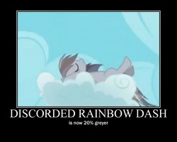 Size: 750x600 | Tagged: safe, rainbow dash, g4, cloud, discorded, gray, motivational poster, motivator