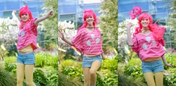 Size: 6785x3301 | Tagged: safe, artist:gamefan23, artist:roboon, pinkie pie, human, g4, cosplay, irl, irl human, photo, sakura con