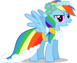 Size: 987x810 | Tagged: safe, rainbow dash, pony, g4, bridesmaid dash, bridesmaid dress, clothes, dress, female, simple background, solo, transparent background, vector