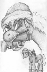 Size: 800x1227 | Tagged: safe, hobo, hobo with a shotgun, old, ponified