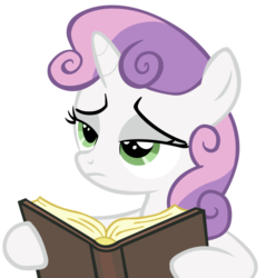 Size: 875x914 | Tagged: safe, sweetie belle, pony, g4, hearts and hooves day (episode), bemused, book, bust, dictionary, female, lidded eyes, portrait, reaction image, simple background, solo, transparent background, vector
