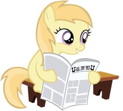 Size: 3466x3138 | Tagged: safe, artist:sofunnyguy, noi, earth pony, pony, g4, background pony, female, filly, foal free press, hoof hold, newspaper, simple background, sitting, solo, transparent background, vector, written equestrian