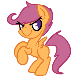 Size: 500x500 | Tagged: dead source, safe, artist:robynne, scootaloo, pegasus, pony, g4, female, filly, rearing, simple background, smiling, solo, spread wings, transparent background, wings
