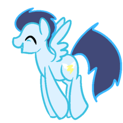 Size: 500x500 | Tagged: safe, artist:robynne, soarin', g4, full body, happy, side view, simple background, smiling, solo, spread wings, transparent background, wings
