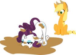 Size: 1024x750 | Tagged: safe, artist:swomswom, applejack, rarity, g4, mud