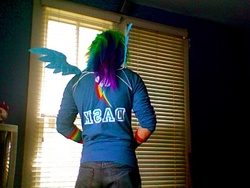 Size: 640x480 | Tagged: safe, artist:cosamour, rainbow dash, human, g4, cosplay, irl, irl human, photo, rule 63, solo