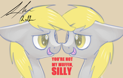 Size: 817x515 | Tagged: safe, artist:strangemoose, derpy hooves, pegasus, pony, g4, cute, double, female, mare, silly