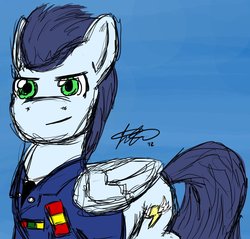 Size: 915x873 | Tagged: safe, artist:amnease, soarin', pony, g4, clothes, male, military uniform, solo