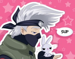 Size: 894x711 | Tagged: safe, artist:nabbiekitty, angel bunny, g4, crossover, hatake kakashi, naruto