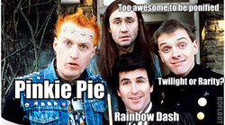 Size: 400x222 | Tagged: safe, human, adrian edmondson, barely pony related, christopher ryan, comparison, image macro, irl, meta, mike thecoolperson, neil pye, nigel planer, photo, rick, rik mayall, the young ones, vyvyan basterd