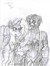 Size: 693x906 | Tagged: safe, artist:quakebrothers, rarity, spike, g4, crossover, legacy of kain, raziel, sketch, soul reaver