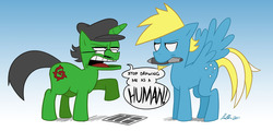 Size: 1252x600 | Tagged: safe, artist:crikeydave, gg-guys, glasses, hat, pen, ponified