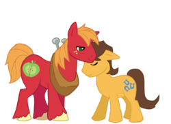 Size: 792x576 | Tagged: safe, artist:sterling-needle, big macintosh, caramel, earth pony, pony, g4, gay, male, ship:caramac, shipping, stallion