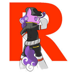 Size: 1700x1700 | Tagged: safe, artist:curly1337, screwball, pony, g4, badass, bipedal, clothes, cosplay, crossover, dressup, executive, hat, parody, pokémon, proton, r, team rocket