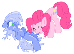 Size: 3831x2793 | Tagged: safe, artist:he4rtofcourage, pinkie pie, oc, goo pony, original species, pony, g4, crying, digital art, eating, oral vore, pinkie pred, same size vore, simple background, slime, smiling, surprised, transparent background, vore