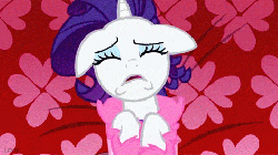 Size: 470x264 | Tagged: safe, screencap, rarity, pony, unicorn, season 1, suited for success, animated, bathrobe, clothes, crying, eyes closed, female, floppy ears, gif, i'm so pathetic, loop, marshmelodrama, overhead view, robe, solo, wangst