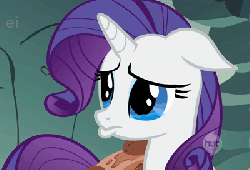 Size: 400x272 | Tagged: safe, screencap, rarity, pony, a dog and pony show, g4, animated, crying, eye shimmer, female, floppy ears, hub logo, lip quiver, pouting, pouty, solo, teary eyes