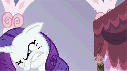 Size: 500x280 | Tagged: safe, screencap, rarity, pony, g4, sisterhooves social, angry, animated, carousel boutique, female, gritted teeth, hub logo, solo, teeth grinding