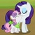 Size: 369x369 | Tagged: safe, screencap, rarity, sweetie belle, pony, unicorn, g4, my little pony: friendship is magic, sisterhooves social, bandana, belle sisters, cropped, duo, duo female, eyes closed, female, filly, foal, horn, mare, out of context, siblings, sisters