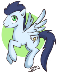 Size: 600x756 | Tagged: safe, artist:b0nbon, soarin', pegasus, pony, g4, flying, male, stallion