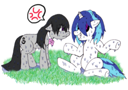 Size: 3088x2175 | Tagged: safe, artist:foxgirlkira, dj pon-3, octavia melody, vinyl scratch, g4, angry, oops, wet, wet bowtie, wet mane