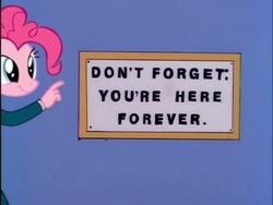 Size: 500x375 | Tagged: safe, pinkie pie, g4, don't forget you're here forever, image macro, male, meme, the simpsons
